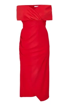 Quiz Curve Red Bardot Wrap Maxi Dress Sale