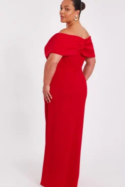 Quiz Curve Red Bardot Wrap Maxi Dress Sale