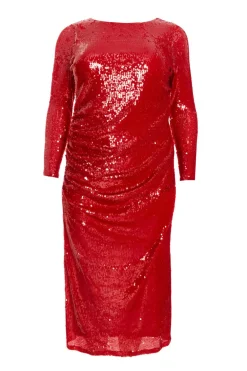 Quiz Curve Sequin Ruched Midaxi Dress Red Best