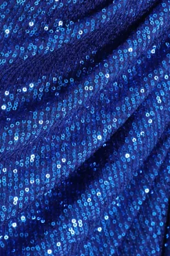 Quiz Curve Royal Blue Sequin Ruched Midi Dress