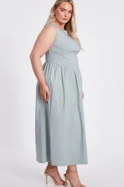 Quiz Curve Sage Drop Waist Midaxi Dress Discount
