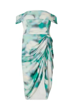 Quiz Curve Satin Marble Print Midi Dress Hot