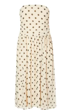Quiz Curve Stone Chiffon Polka Dot Midi Dress Clearance