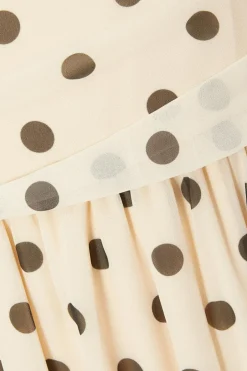 Quiz Curve Stone Chiffon Polka Dot Midi Dress Clearance