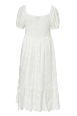 Quiz Curve White Embroidered Midi Dress Sale