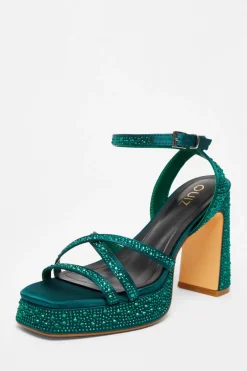 Quiz Diamante Platform Heels Dark Green Sale
