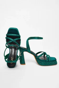 Quiz Diamante Platform Heels Dark Green Sale