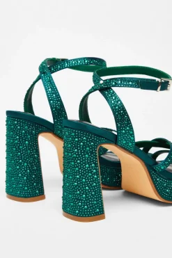 Quiz Diamante Platform Heels Dark Green Sale