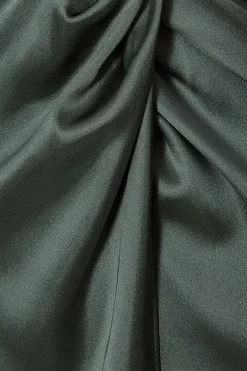 Quiz Satin Midaxi Dress Dark Green Online