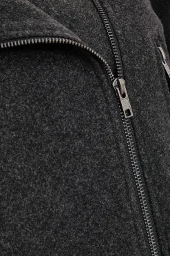Quiz Dark Grey Cropped Biker Jacket Discount