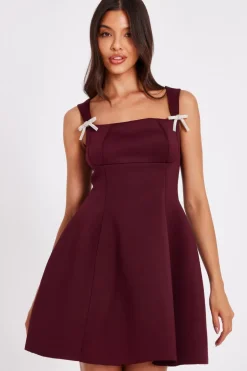 Quiz Dark Red A-Line Mini Dress Burgundy Best