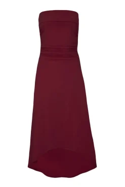Quiz Dark Red Bandeau Midi Dress Berry
