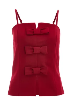 Quiz Dark Red Bow Front Top Berry