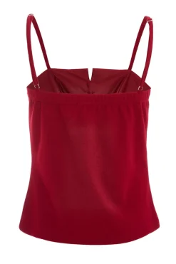 Quiz Dark Red Bow Front Top Berry