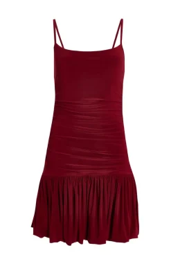 Quiz Dark Red Bubble Hem Mini Dress Wine Best