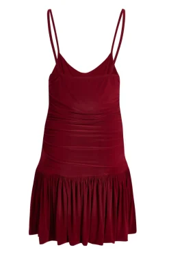 Quiz Dark Red Bubble Hem Mini Dress Wine Best