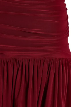 Quiz Dark Red Bubble Hem Mini Dress Wine Best