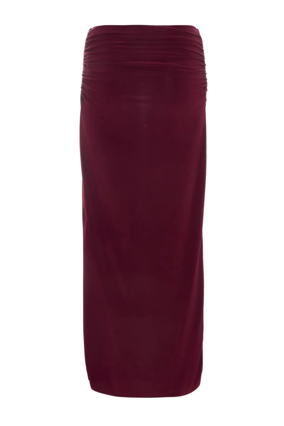 Quiz Dark Red Buckle Detail Maxi Skirt Berry
