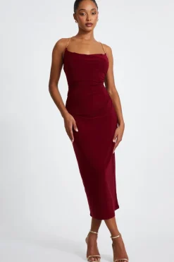 Quiz Dark Red Chain Strap Midaxi Dress Best