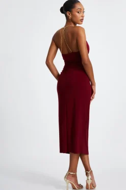 Quiz Dark Red Chain Strap Midaxi Dress Best