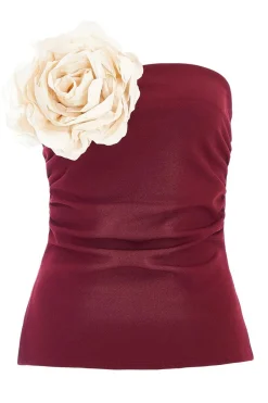 Quiz Dark Red Corsage Bandeau Top Berry Online