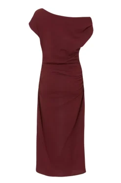 Quiz Dark Red Drop Shoulder Midi Dress Wine Online