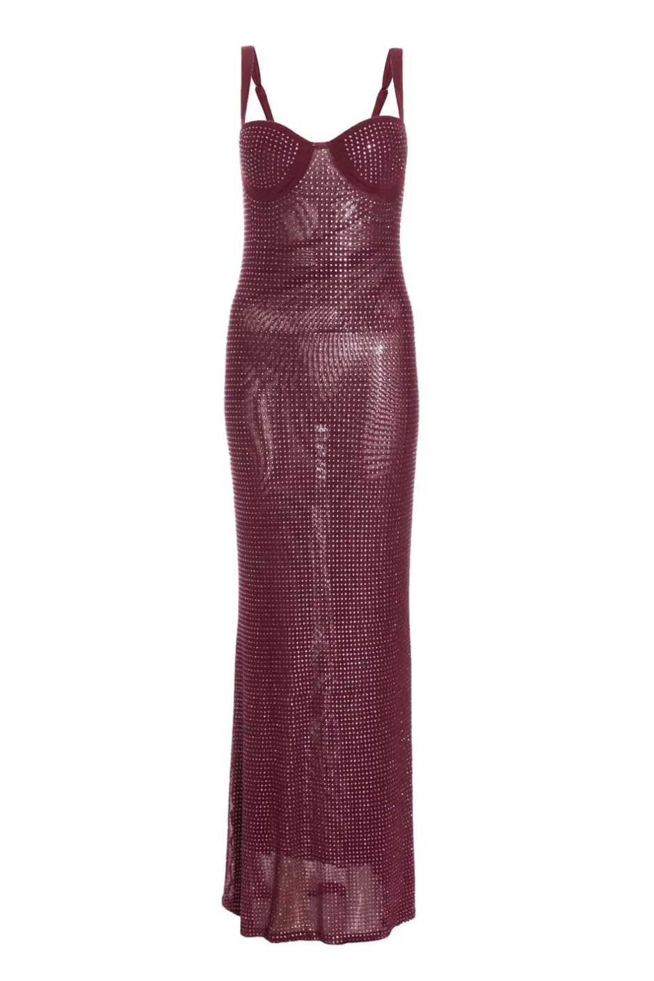 Quiz Dark Red Embellished Maxi Dress Berry Online