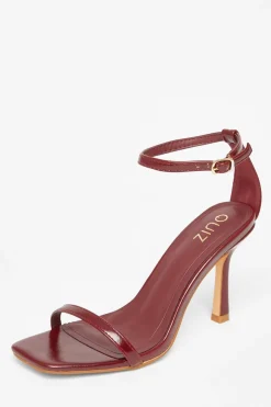 Quiz Dark Red Faux Leather Barely There Heels Burgundy Online