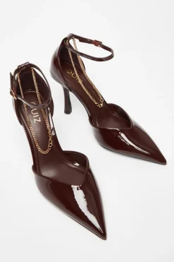 Quiz Dark Red Faux Leather Court Heels New