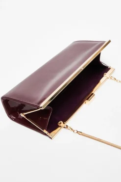 Quiz Dark Red Faux Leather Patent Clutch Hot