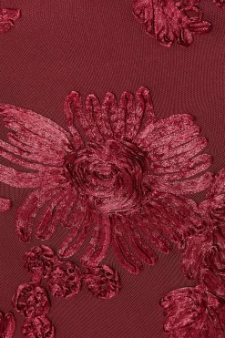 Quiz Dark Red Floral Applique Midaxi Dress Wine Best