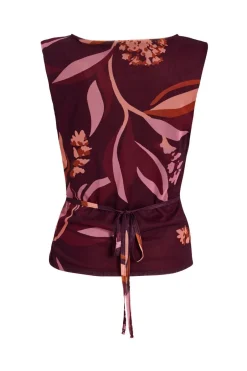 Quiz Dark Red Floral Cowl Neck Top Outlet