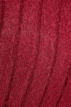 Quiz Dark Red Fluffy Knit Jumper Berry Sale