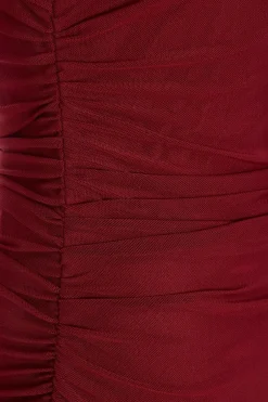 Quiz Dark Red Mesh Bodycon Midaxi Dress Outlet
