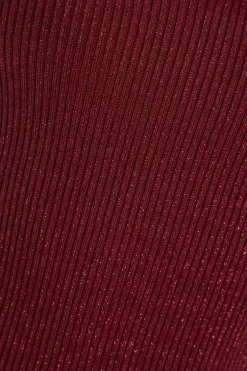 Quiz Dark Red Metallic Glitter Jumpper Berry Sale