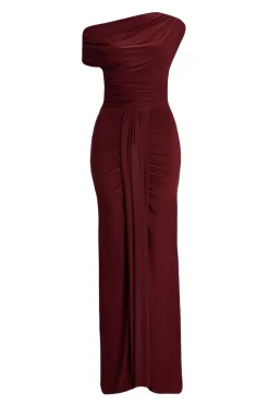Quiz Dark Red Off Shoulder Ruched Maxi Dress Best