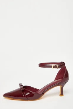 Quiz Dark Red Patent Bow Court Heels Burgundy Best
