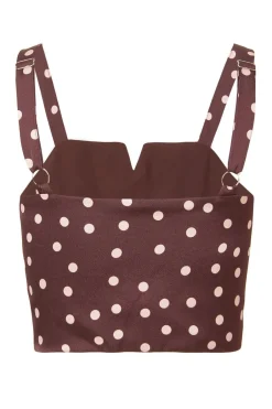 Quiz Dark Red Polka Dot Crop Top Online