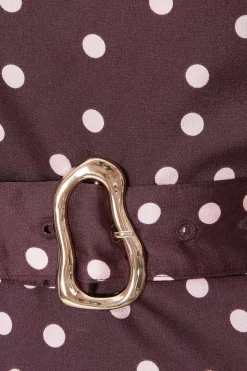 Quiz Dark Red Polka Dot Midaxi Dress Clearance