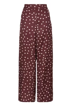 Quiz Dark Red Polka Dot Trousers Sale