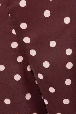 Quiz Dark Red Polka Dot Trousers Sale