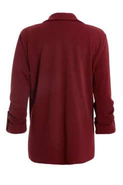 Quiz Dark Red Ruched Sleeve Blazer Burgundy Sale