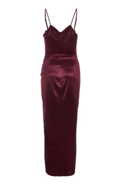 Quiz Dark Red Satin Corset Midi Dress Burgundy Outlet