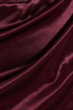 Quiz Dark Red Satin Corset Midi Dress Burgundy Outlet