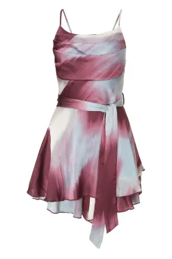 Quiz Dark Red Satin Printed Playsuit