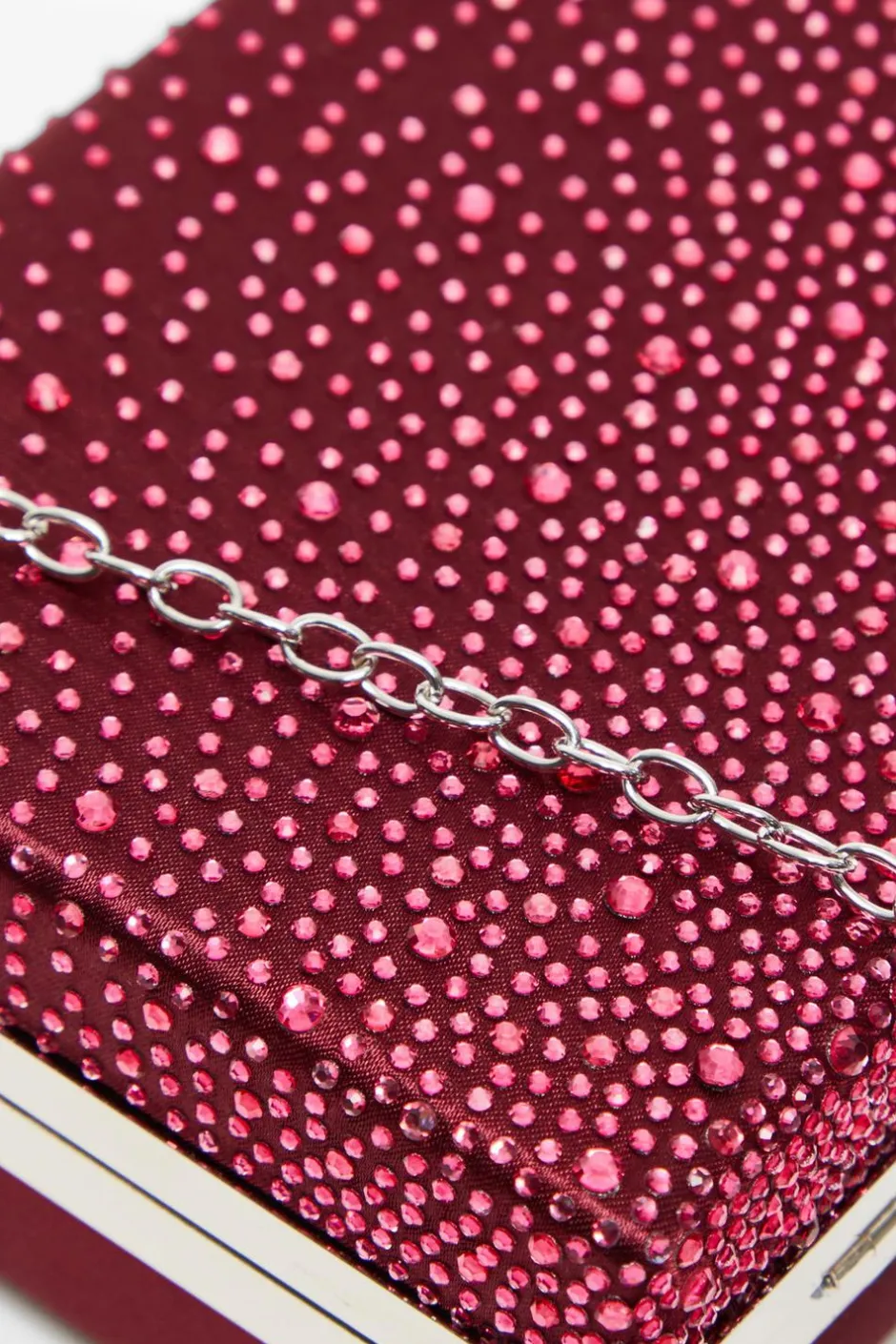Quiz Dark Red Scattered Diamante Box Bag Outlet