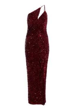 Quiz Dark Red Sequin Maxi Dress Berry Sale