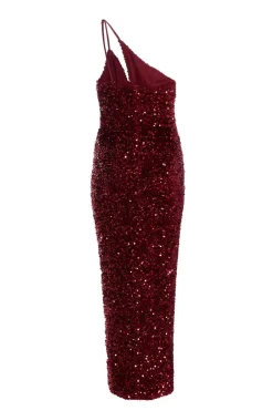 Quiz Dark Red Sequin Maxi Dress Berry Sale