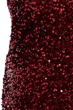 Quiz Dark Red Sequin Maxi Dress Berry Sale