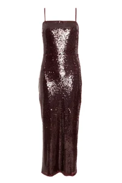 Quiz Dark Red Sequin Midaxi Dress